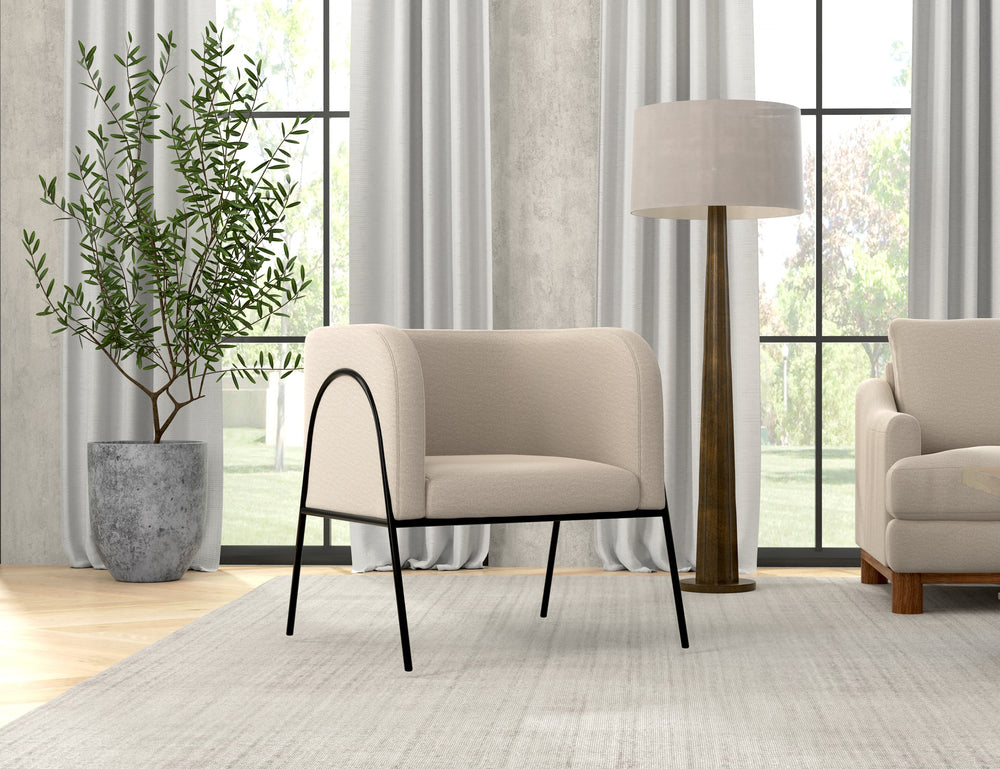 Malibu-Sillón, estructura de madera y base de metal