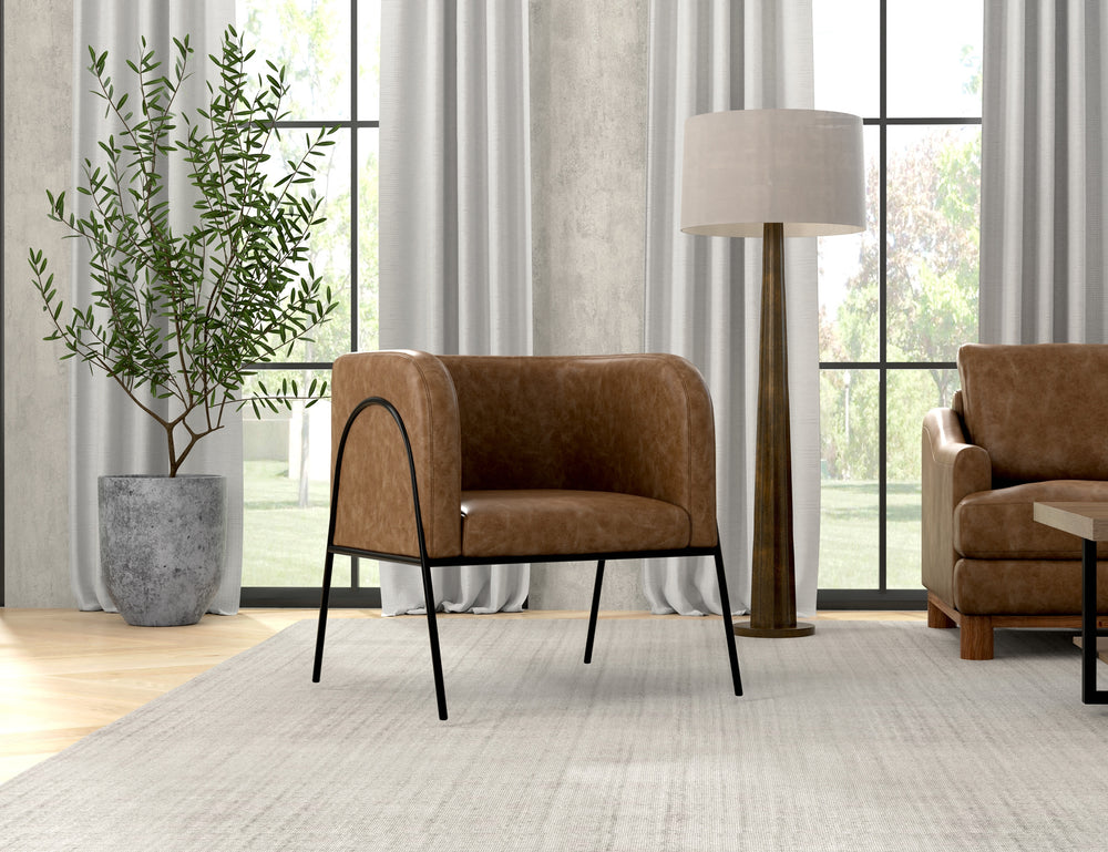 Malibu-Sillón, estructura de madera y base de metal