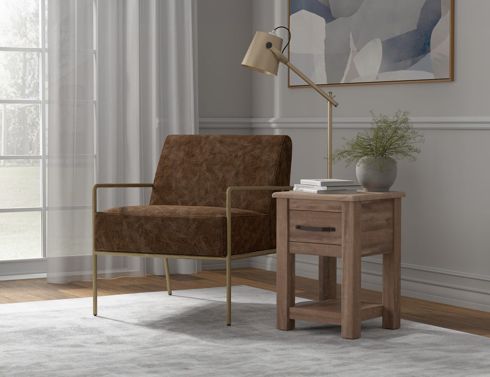 Aragon-Sillón, estructura de madera y base de metal