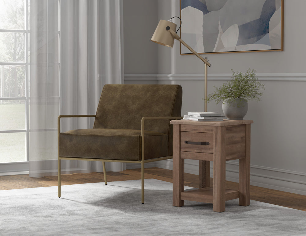 Aragon-Sillón, estructura de madera y base de metal