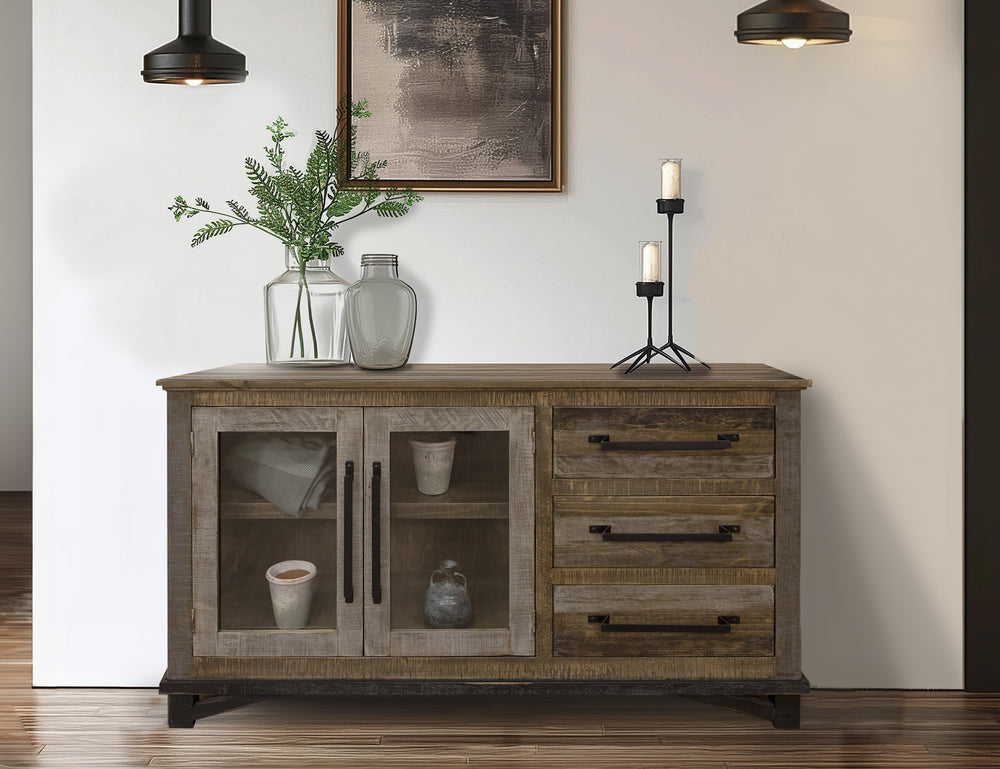 Loft Brown-Comoda, 3 cajones, 2 puertas