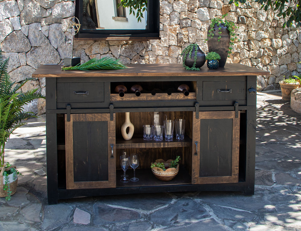 Pueblo Black-2 Drawer, 2 Shelves & 2 Doors Bar