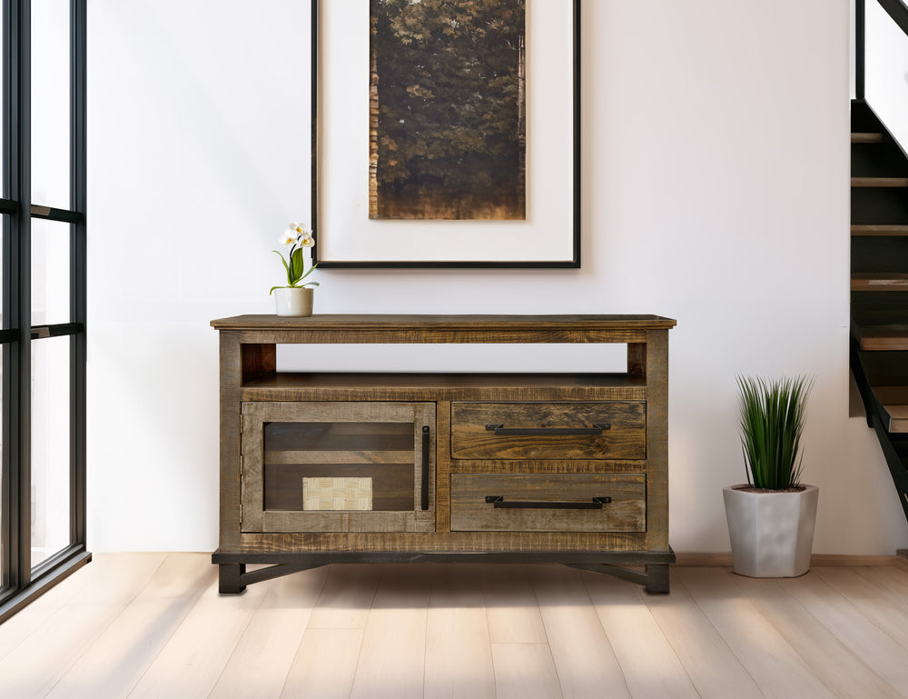 Loft Brown-Stand para TV, 2 cajones, 1 puerta
