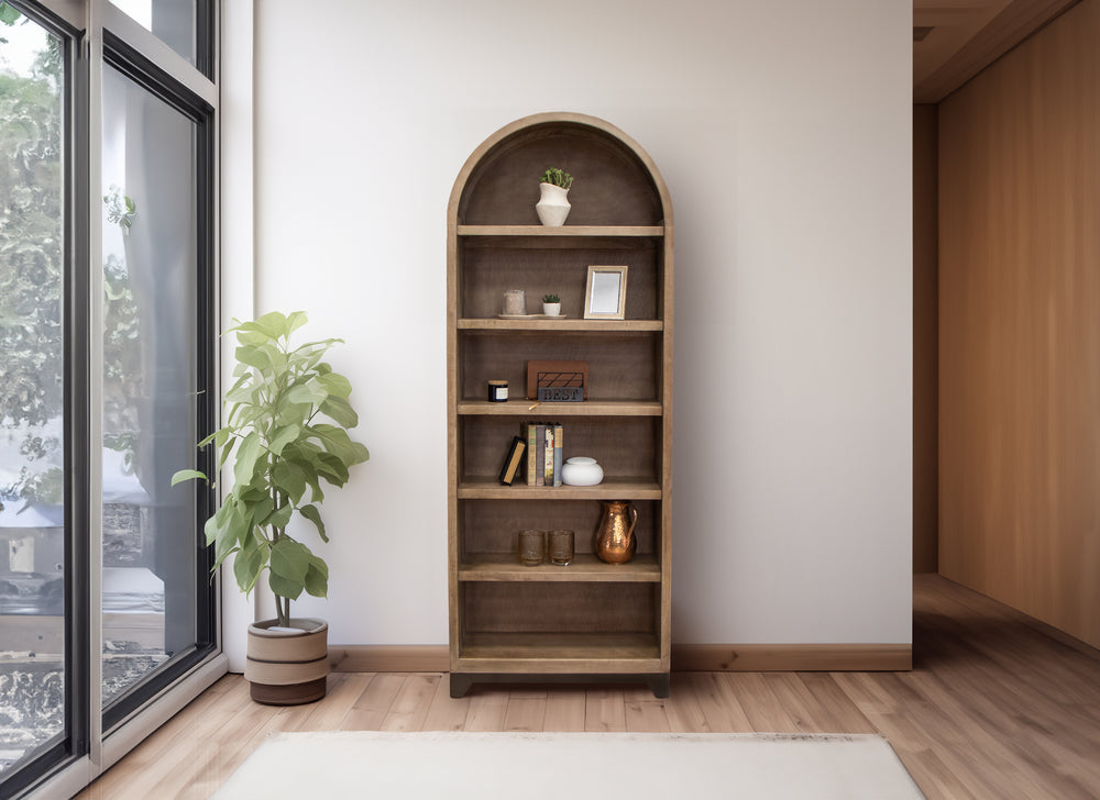Natural Parota-Librero de madera, 6 entrepaños
