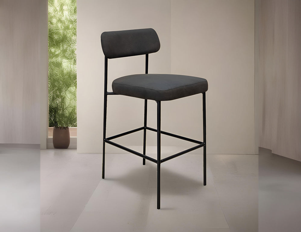 Salamanca-Wooden Frame & Metal Base, 24" Upholstered Barstool