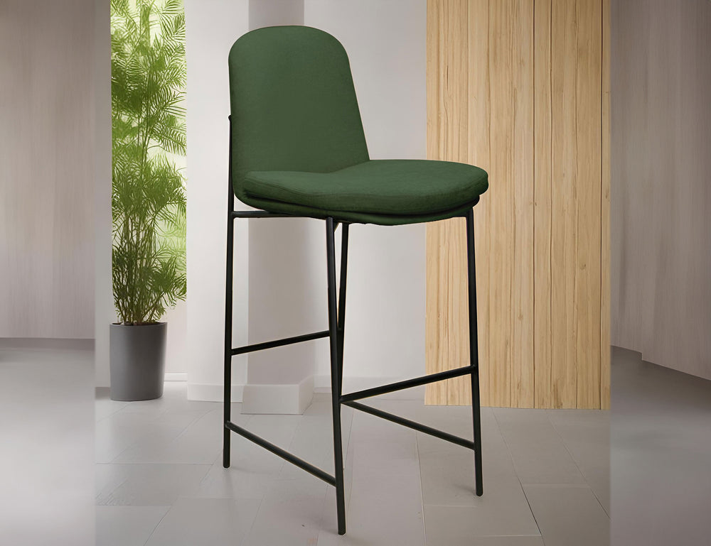 Frida-Wooden Frame & Metal Base, 30" Upholstered Barstool