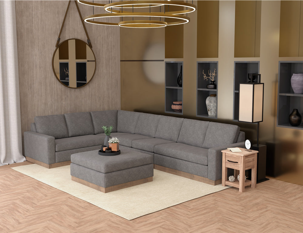 Georgia-Estructura y base de madera, loveseat seccional con brazo izquierdo