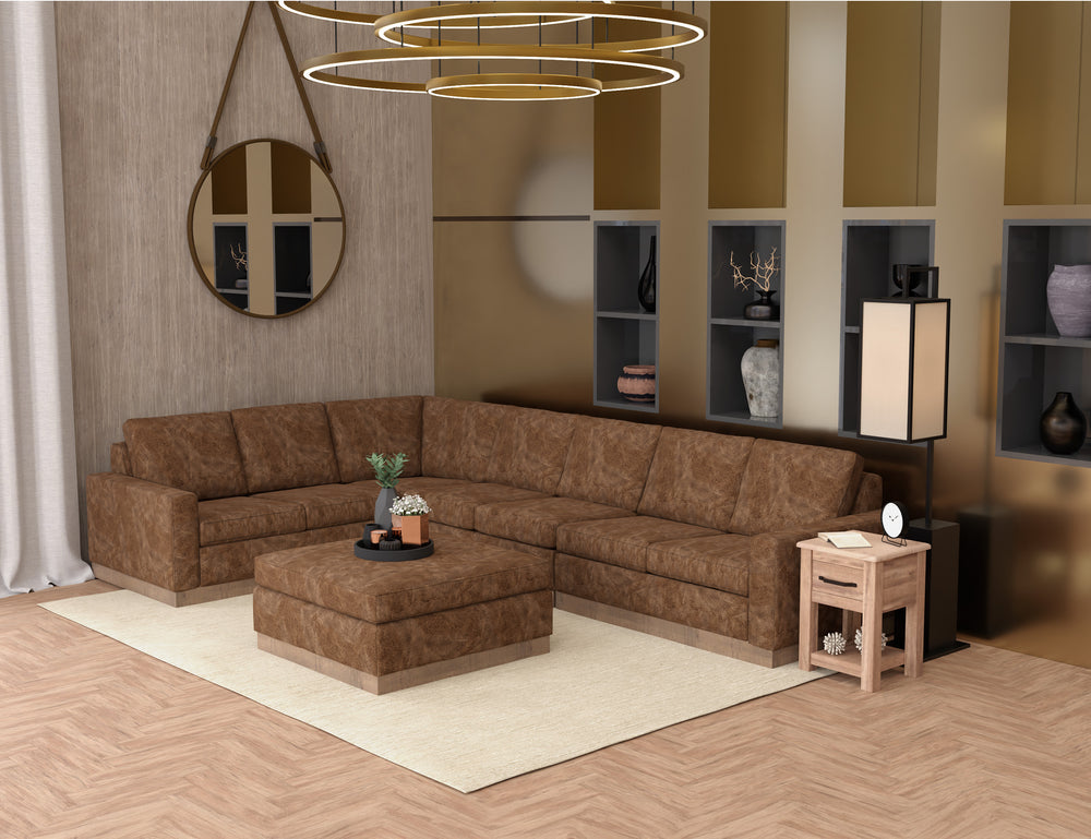 Georgia-Wooden Frame & Base, Upholstered Square Ottoman