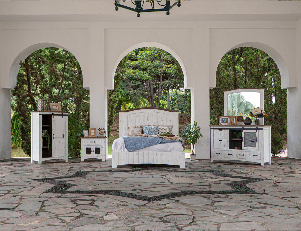 Pueblo White-1 Drawer 2 Mesh Door Nightstand